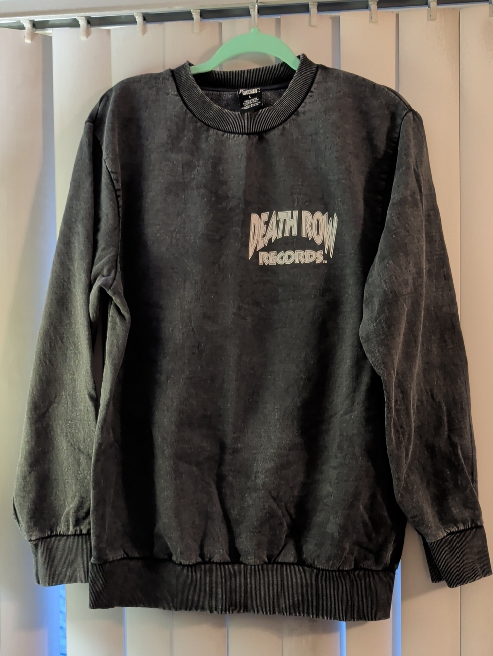Black Crewneck Sweatshirt - Death Row Records Vintage Logo, Mens L